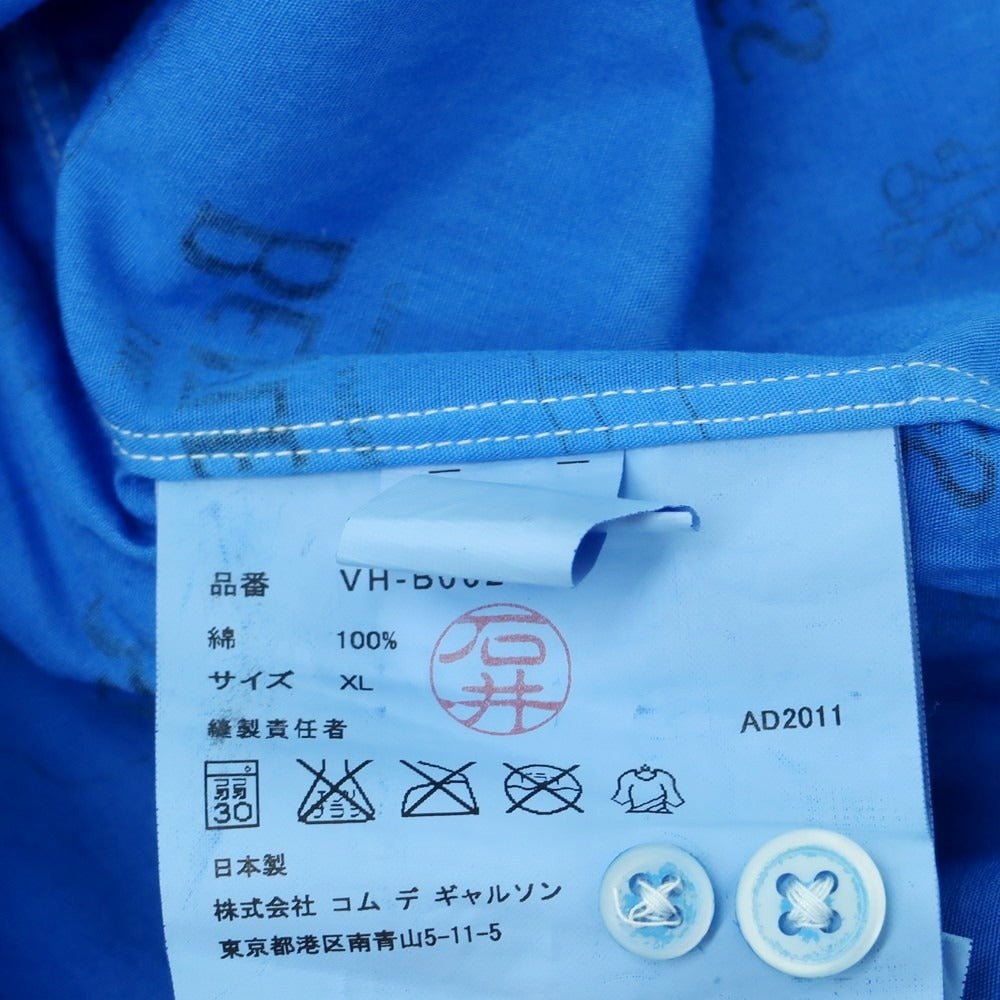 【中古】コムデギャルソン COMME des GARCONS THE BEATLES コットン ボタンダウン カジュアルシャツ ブルーxブラック【 XL 】【 状態ランクB 】【 メンズ 】