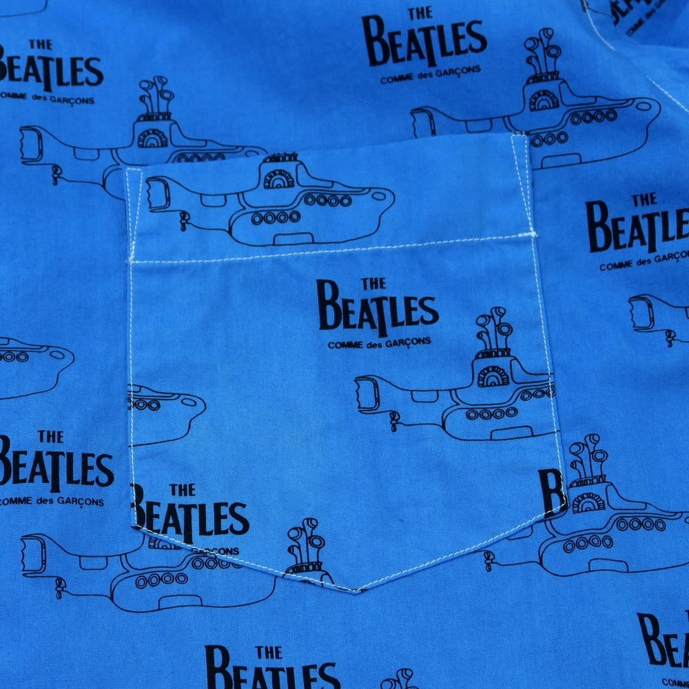 【中古】コムデギャルソン COMME des GARCONS THE BEATLES コットン ボタンダウン カジュアルシャツ ブルーxブラック【 XL 】【 状態ランクB 】【 メンズ 】