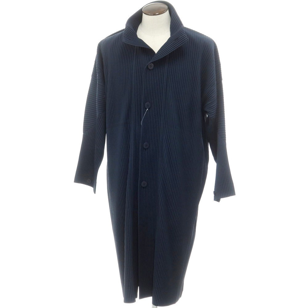 【中古】オム プリッセ イッセイミヤケ HOMME PLISSE ISSEY MIYAKE 2024年秋冬 プリーツ加工 ロングコート ネイビー【 表記なし(L位) 】【 状態ランクA 】【 メンズ 】