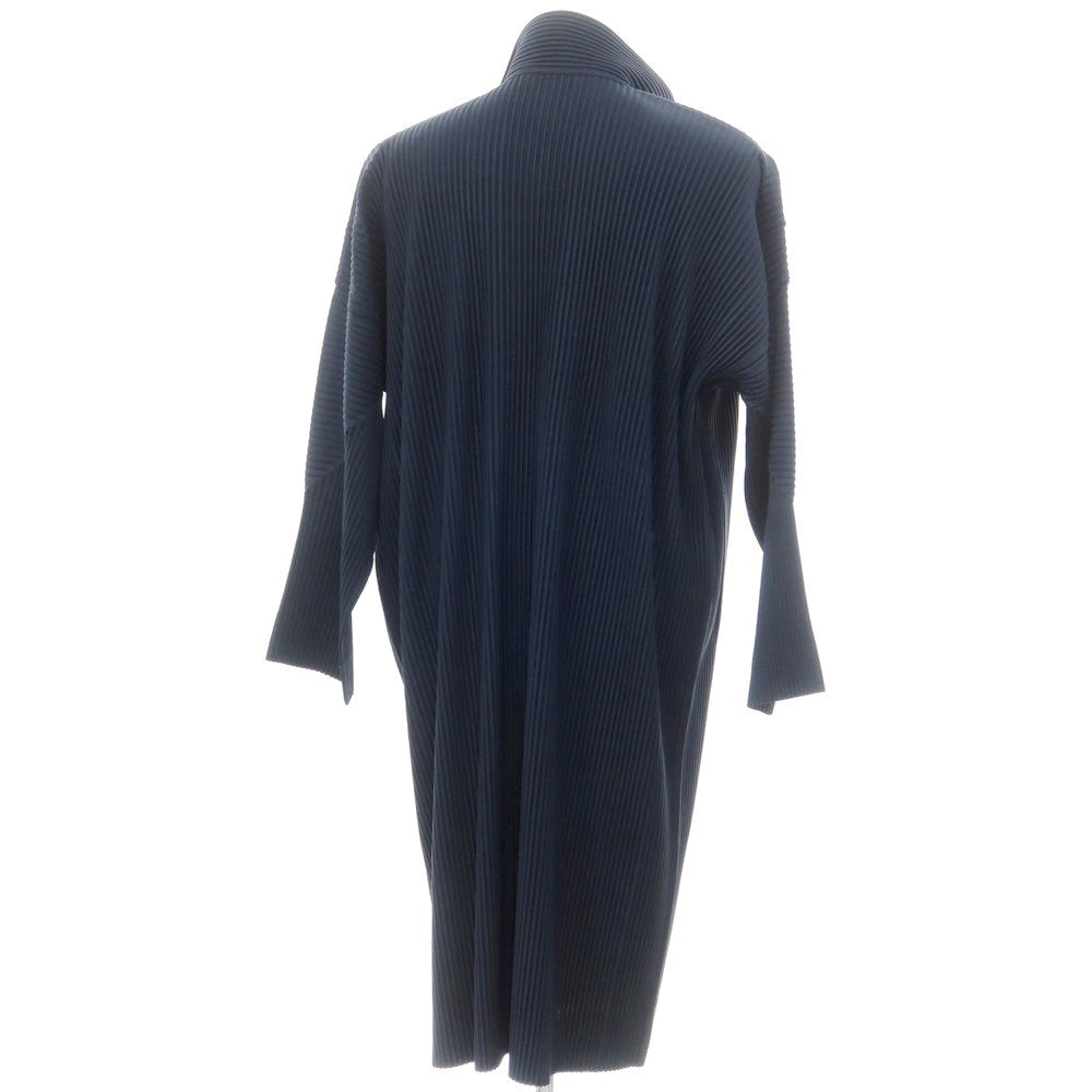 【中古】オム プリッセ イッセイミヤケ HOMME PLISSE ISSEY MIYAKE 2024年秋冬 プリーツ加工 ロングコート ネイビー【 表記なし(L位) 】【 状態ランクA 】【 メンズ 】