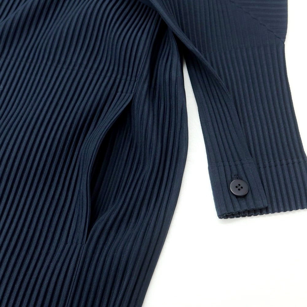 【中古】オム プリッセ イッセイミヤケ HOMME PLISSE ISSEY MIYAKE 2024年秋冬 プリーツ加工 ロングコート ネイビー【 表記なし(L位) 】【 状態ランクA 】【 メンズ 】