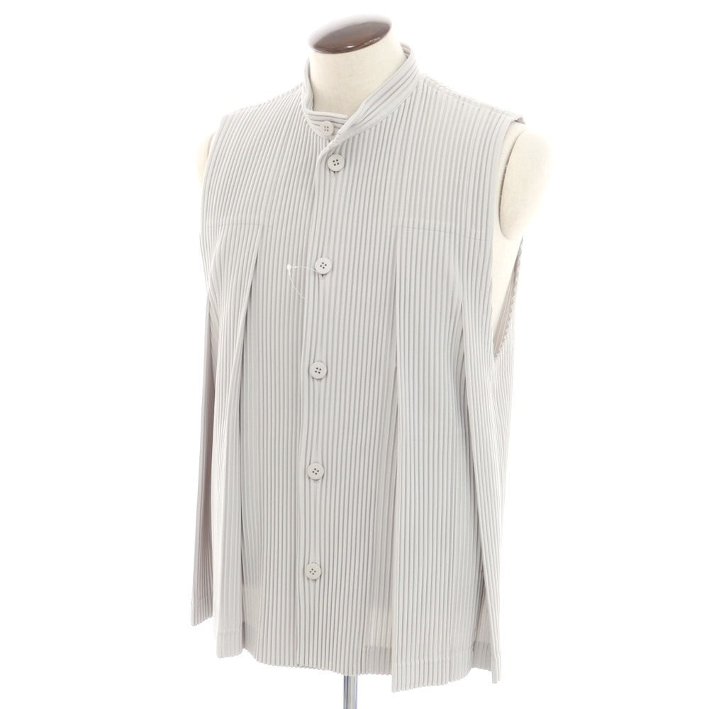 【中古】オム プリッセ イッセイミヤケ HOMME PLISSE ISSEY MIYAKE 2024年秋冬 プリーツ加工 ベスト ジレ ライトグレー【 表記なし(L位) 】【 状態ランクA 】【 メンズ 】