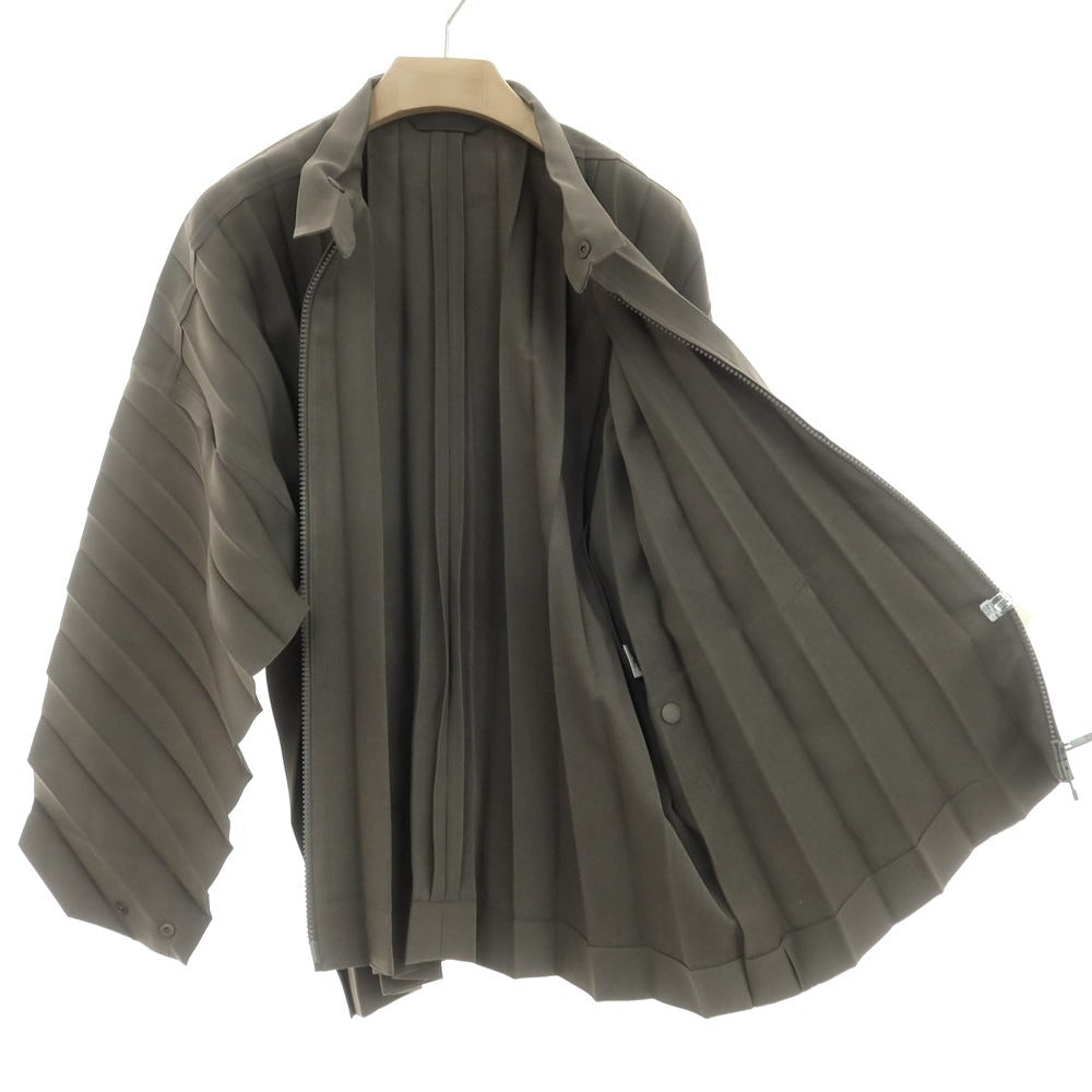 【中古】オム プリッセ イッセイミヤケ HOMME PLISSE ISSEY MIYAKE プリーツ加工 ブルゾン グレイッシュカーキ【 表記なし(L位) 】【 状態ランクA 】【 メンズ 】