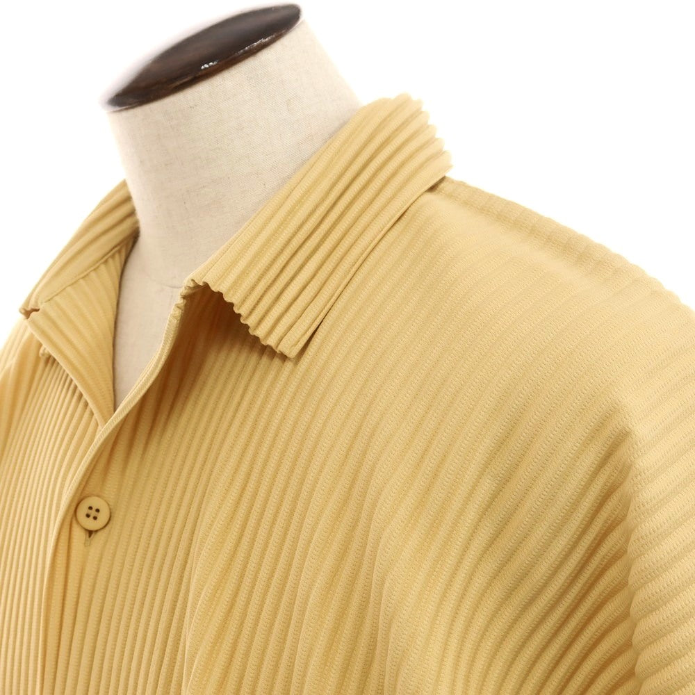 【中古】オム プリッセ イッセイミヤケ HOMME PLISSE ISSEY MIYAKE 2024年秋冬 プリーツ オープンカラー 半袖シャツ ライトオレンジイエロー【 表記なし(L位) 】【 状態ランクA 】【 メンズ 】
