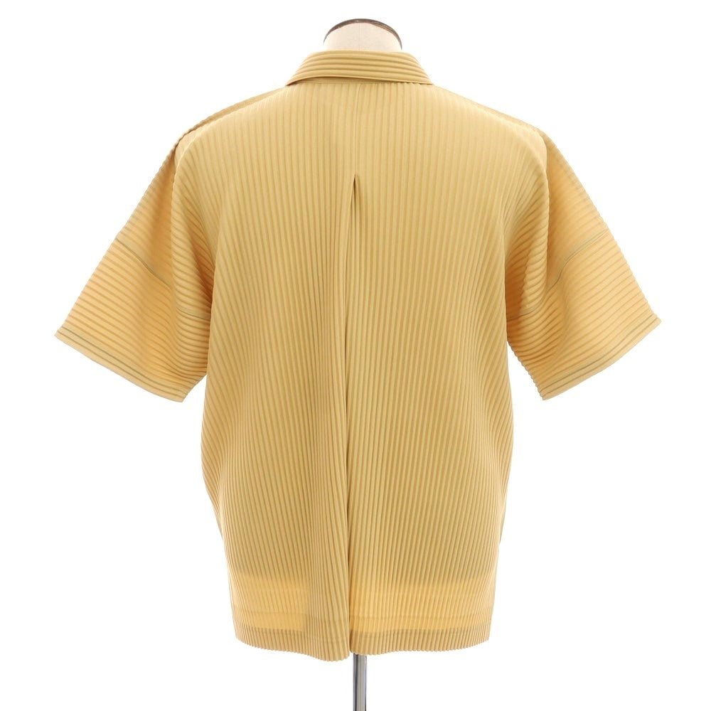 【中古】オム プリッセ イッセイミヤケ HOMME PLISSE ISSEY MIYAKE 2024年秋冬 プリーツ オープンカラー 半袖シャツ ライトオレンジイエロー【 表記なし(L位) 】【 状態ランクA 】【 メンズ 】