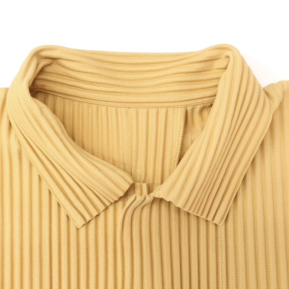 【中古】オム プリッセ イッセイミヤケ HOMME PLISSE ISSEY MIYAKE 2024年秋冬 プリーツ オープンカラー 半袖シャツ ライトオレンジイエロー【 表記なし(L位) 】【 状態ランクA 】【 メンズ 】
