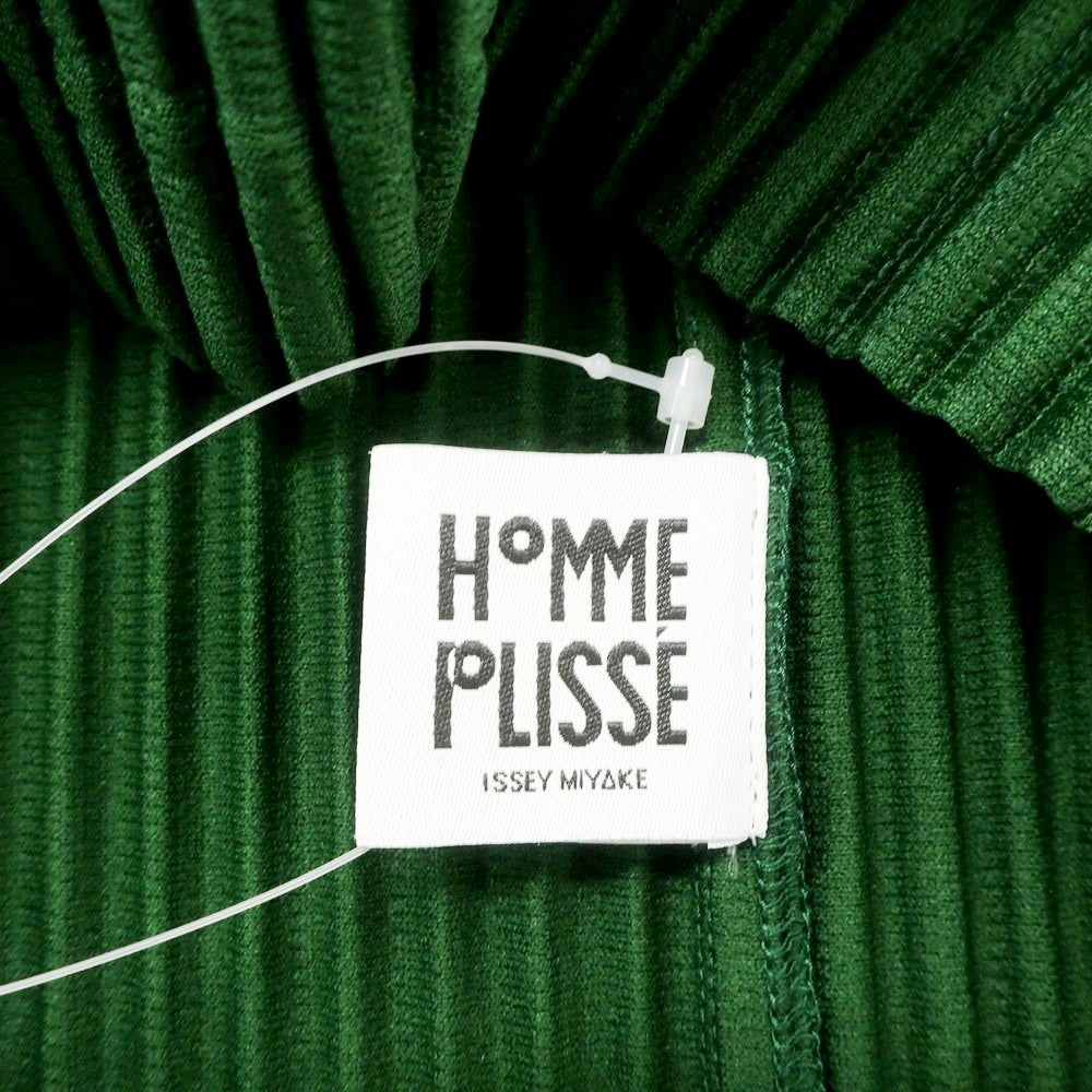 【中古】オム プリッセ イッセイミヤケ HOMME PLISSE ISSEY MIYAKE 2024年秋冬 プリーツ Vネック ノースリーブ カットソー グリーン【 表記なし(L位) 】【 状態ランクA 】【 メンズ 】