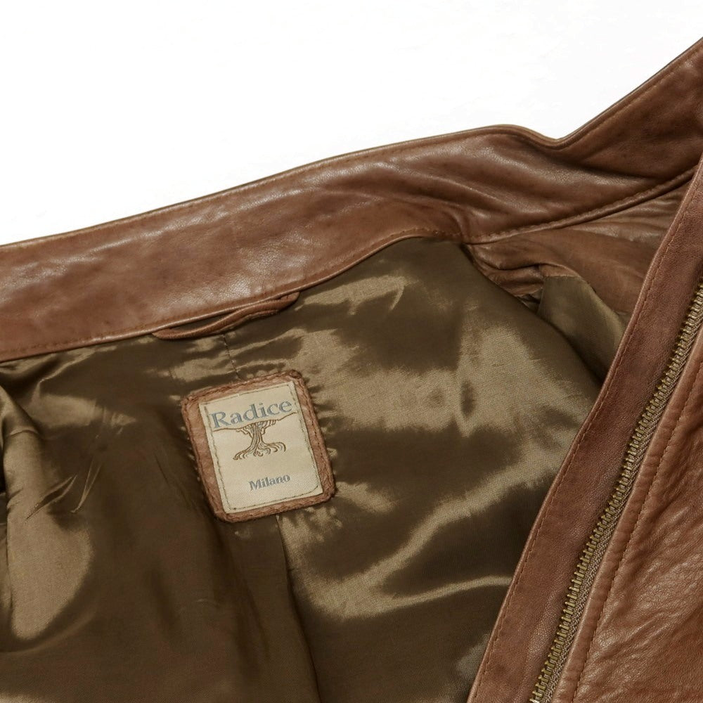 【中古】ラディーチェ Radice レザー シングルライダースジャケット ブラウン【 48 】【 状態ランクB 】【 メンズ 】