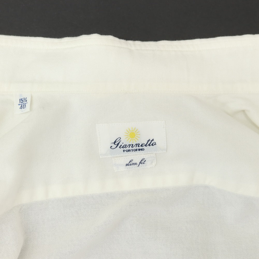 【中古】ジャンネット giannetto コットン ホリゾンタルカラー ドレスシャツ ホワイト【 40 】【 状態ランクC 】【 メンズ 】