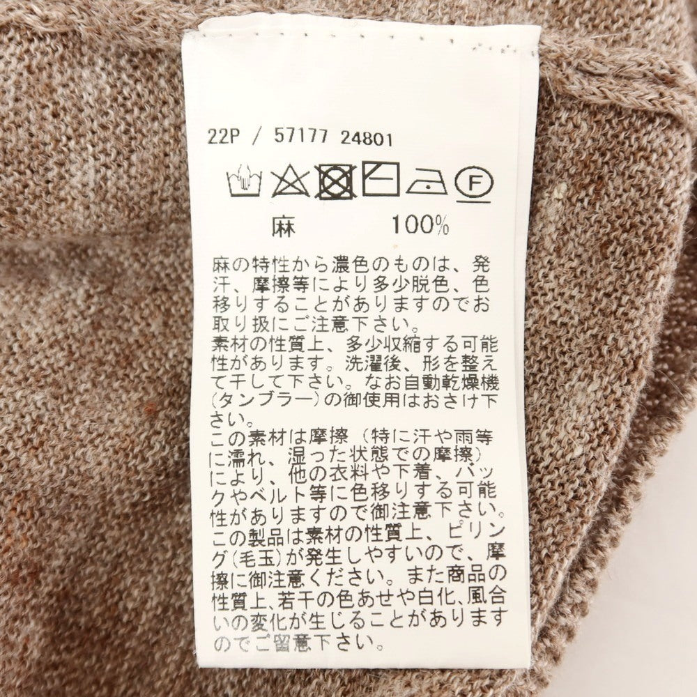 【中古】グランサッソ GRAN SASSO ハイゲージ リネン クルーネック 半袖 プルオーバーニット ブラウン【 46 】【 状態ランクB 】【 メンズ 】