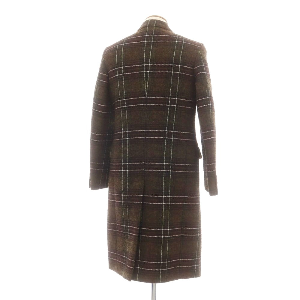 【中古】サル プリヴェ SALLE PRIVEE ウールポリエステル チェック ダブルブレストコート ブラックxオリーブ系【 48 】【 状態ランクA 】【 メンズ 】