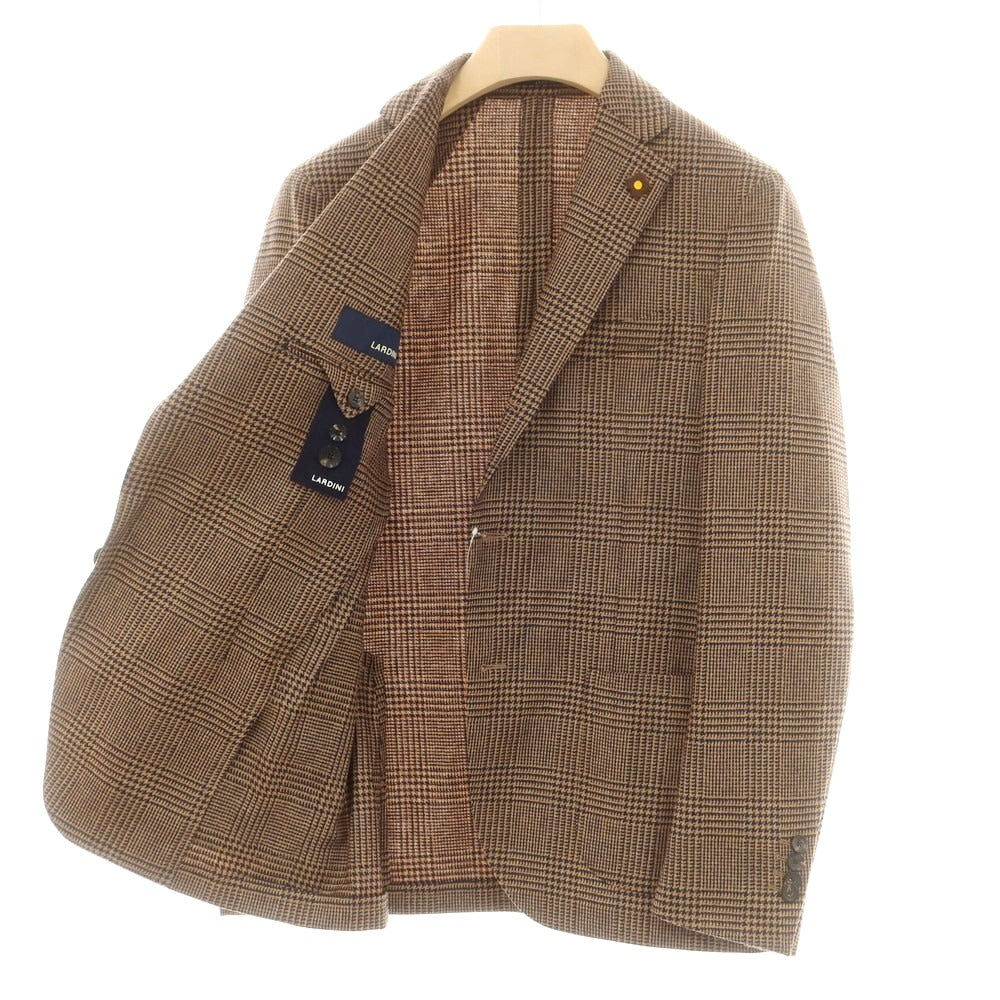【中古】ラルディーニ LARDINI ウール チェック テーラードジャケット ライトブラウンxネイビー【 48 】【 状態ランクA 】【 メンズ 】