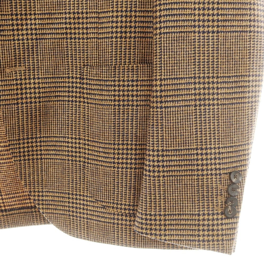 【中古】ラルディーニ LARDINI ウール チェック テーラードジャケット ライトブラウンxネイビー【 48 】【 状態ランクA 】【 メンズ 】