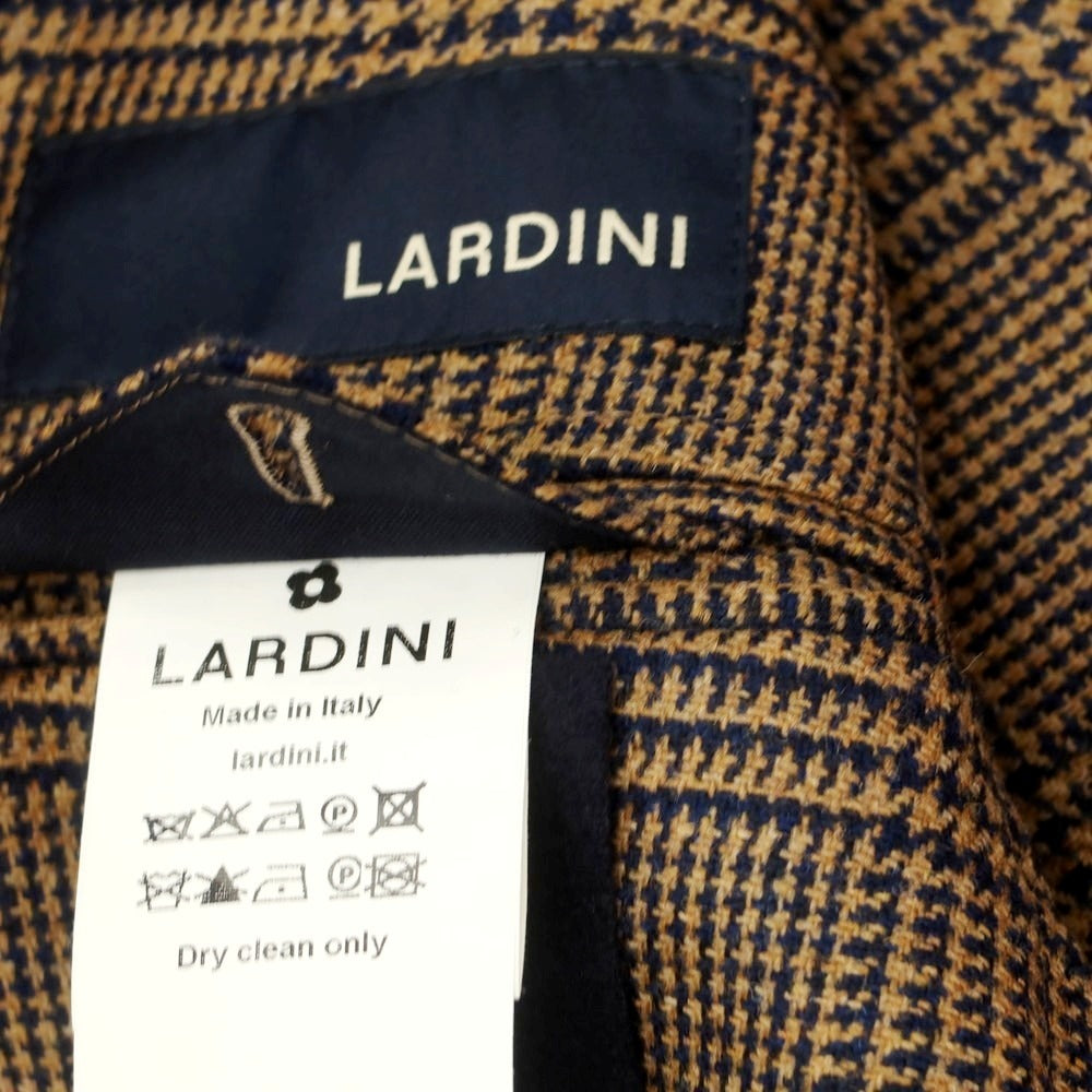 【中古】ラルディーニ LARDINI ウール チェック テーラードジャケット ライトブラウンxネイビー【 48 】【 状態ランクA 】【 メンズ 】