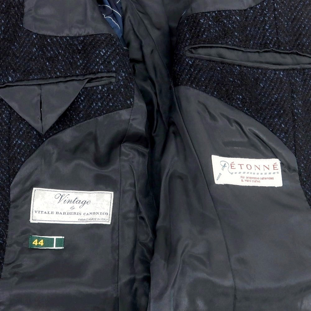 【中古】エトネ ETONNE ウールアルパカ チェスターフィールドコート ネイビー【 S 】【 状態ランクB 】【 メンズ 】