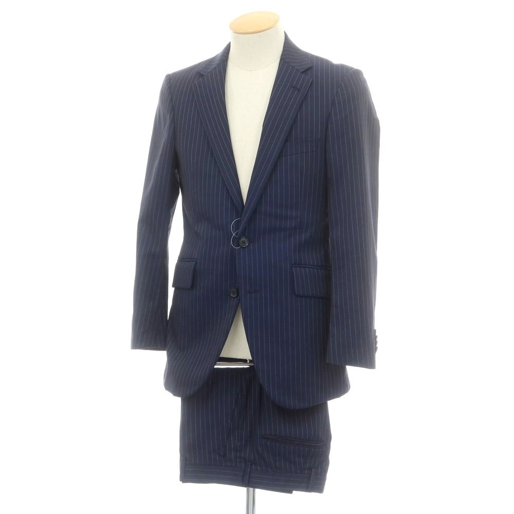 【中古】ファブリック トウキョウ FABRIC TOKYO ウール ストライプ 2つボタンスーツ ネイビー【 表記なし(S位) 】【 状態ランクB 】【 メンズ 】