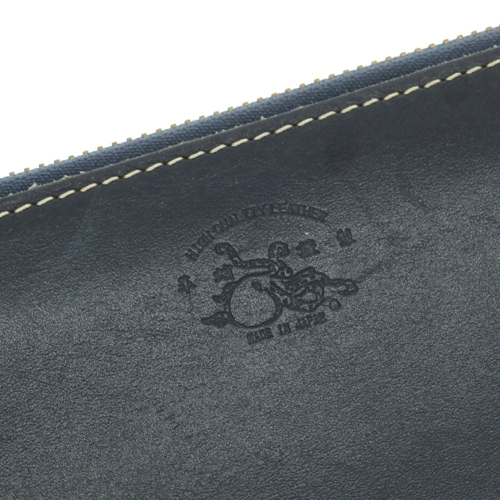 【中古】革蛸 カワタコ kawatako レザー ジップアラウンド 長財布 ネイビー【 状態ランクB 】【 メンズ 】