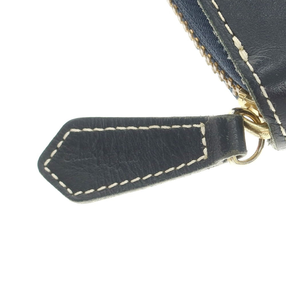 【中古】革蛸 カワタコ kawatako レザー ジップアラウンド 長財布 ネイビー【 状態ランクB 】【 メンズ 】
