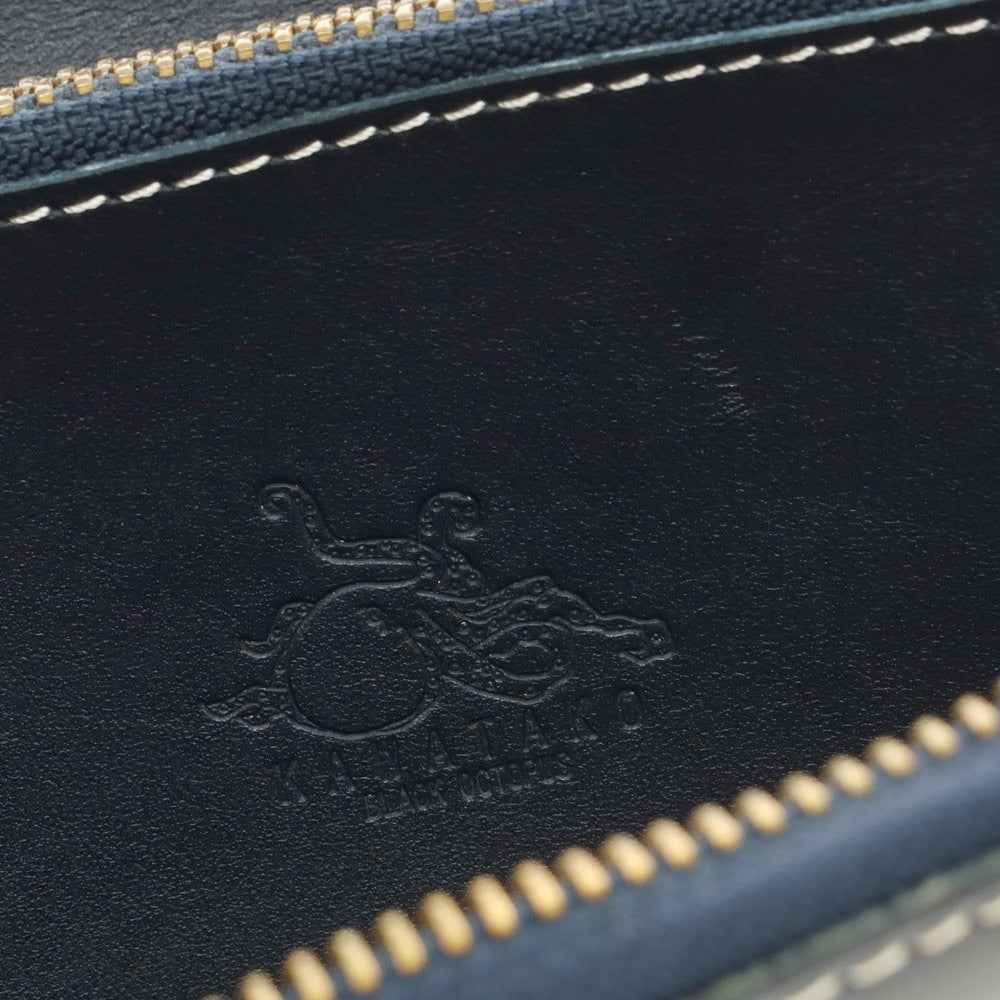 【中古】革蛸 カワタコ kawatako レザー ジップアラウンド 長財布 ネイビー【 状態ランクB 】【 メンズ 】