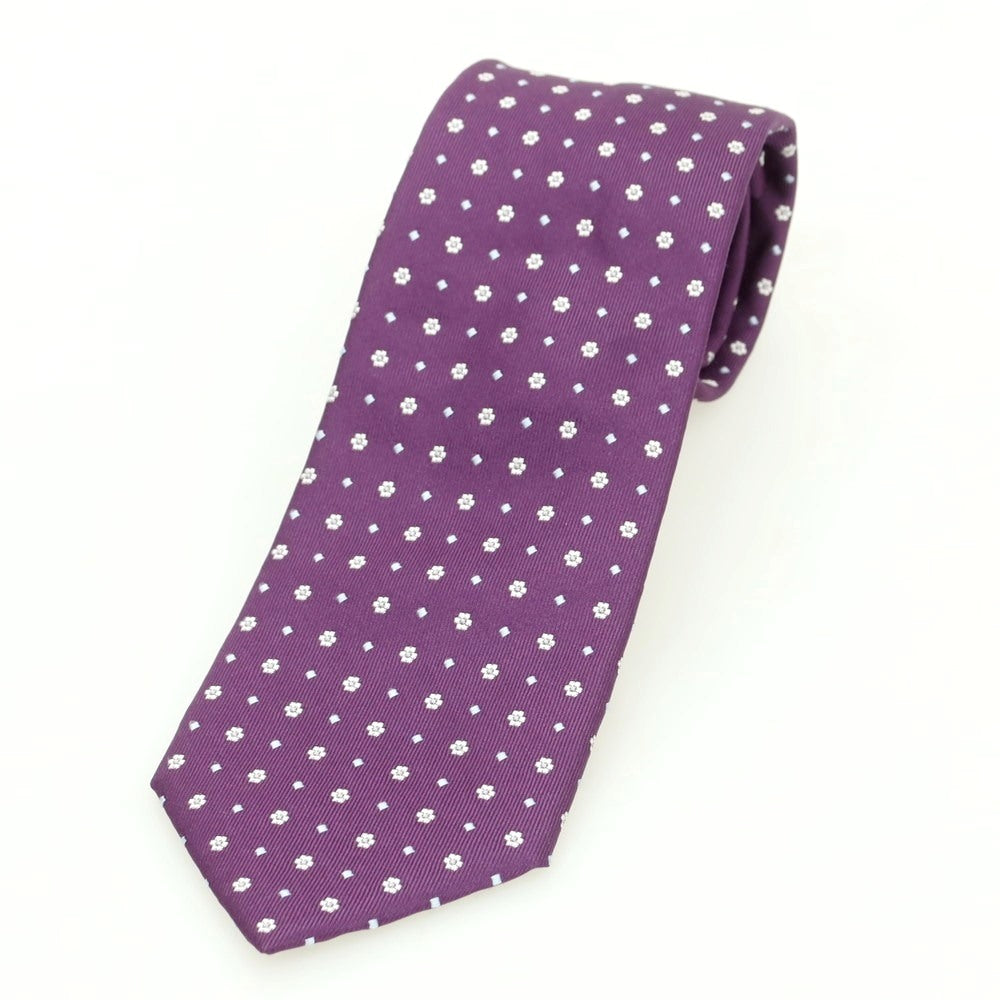 【中古】イタルスタイル ITAL STYLE シルク 小紋柄ネクタイ パープルxホワイト【 状態ランクB 】【 メンズ 】
