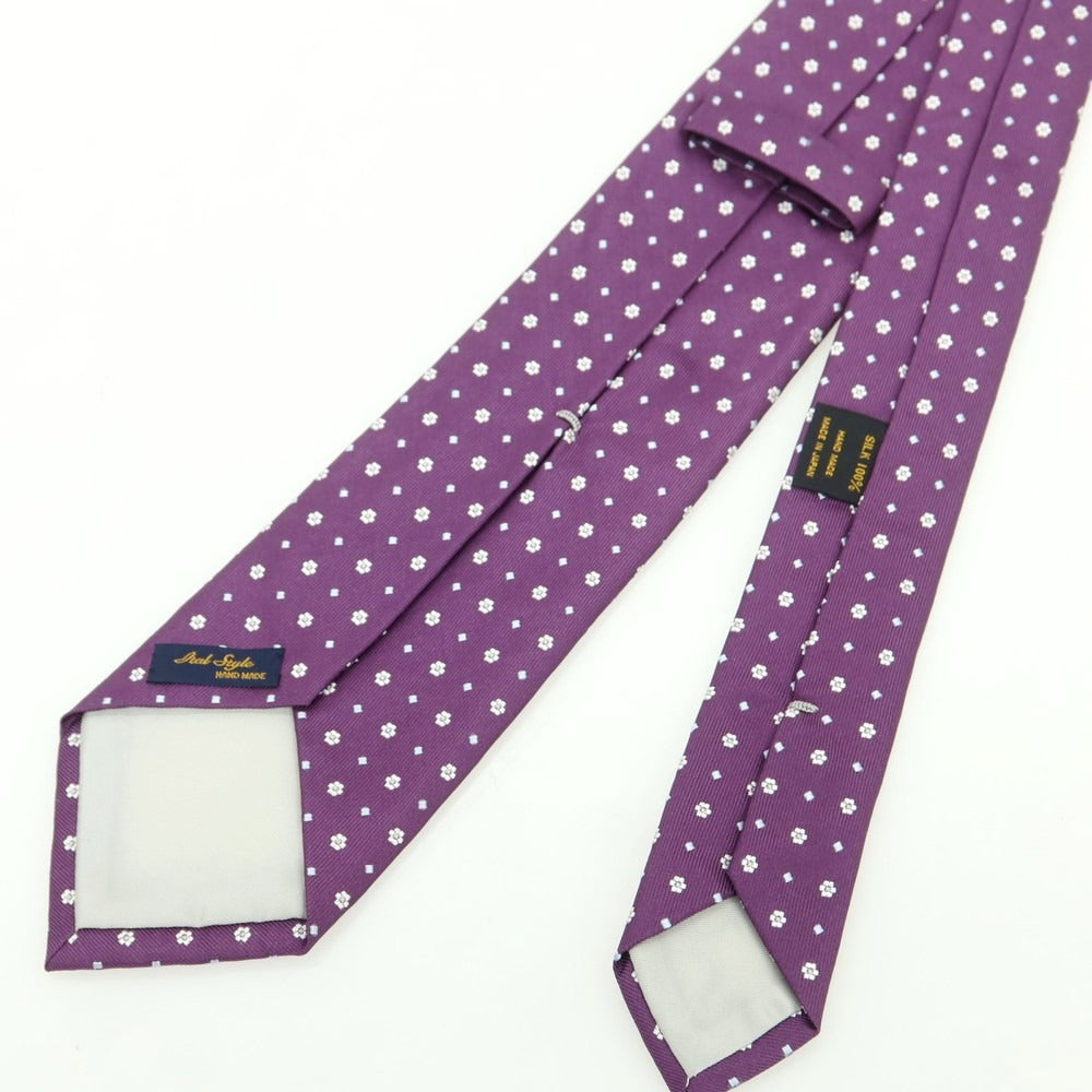 【中古】イタルスタイル ITAL STYLE シルク 小紋柄ネクタイ パープルxホワイト【 状態ランクB 】【 メンズ 】