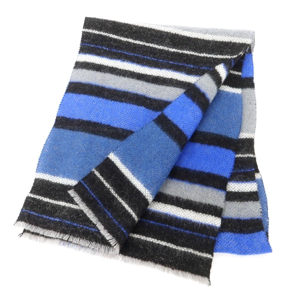 【中古】ファリエロサルティ Faliero Sarti アンゴラウール系 ボーダー マフラー ブルーxブラック【 状態ランクB 】【 メンズ 】