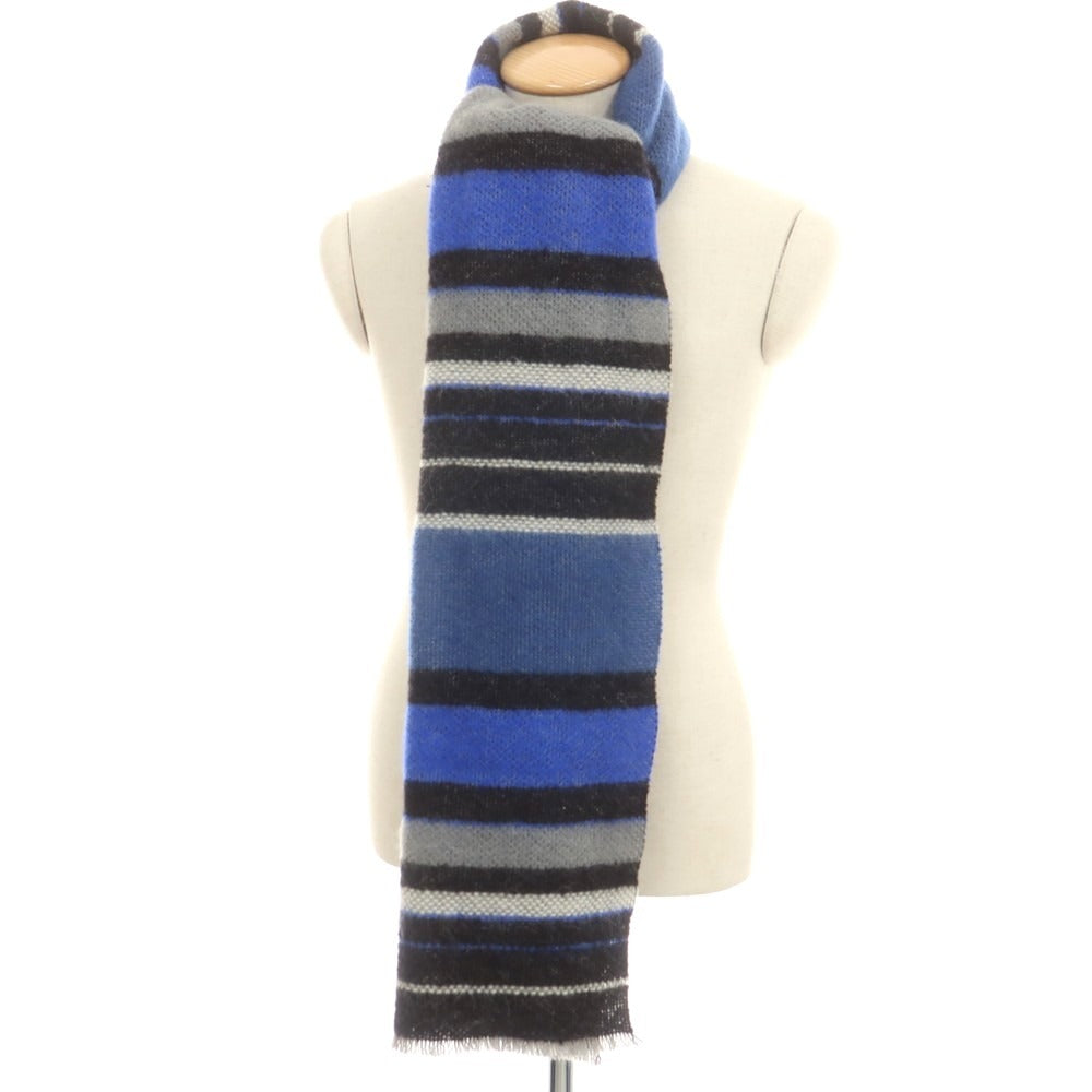 【中古】ファリエロサルティ Faliero Sarti アンゴラウール系 ボーダー マフラー ブルーxブラック【 状態ランクB 】【 メンズ 】