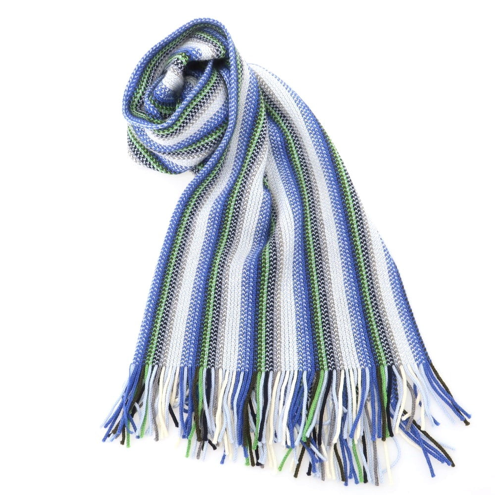 【中古】ロッソフィオレンティーノ Rosso Fiorentino ウール ストライプ マフラー ブルーxグリーン【 - 】【 状態ランクB 】【 メンズ 】