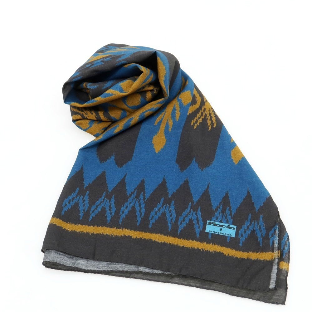 【中古】フィオリオ FIORIO レーヨンシルク ストール ネイビーxブラウン系【 状態ランクB 】【 メンズ 】