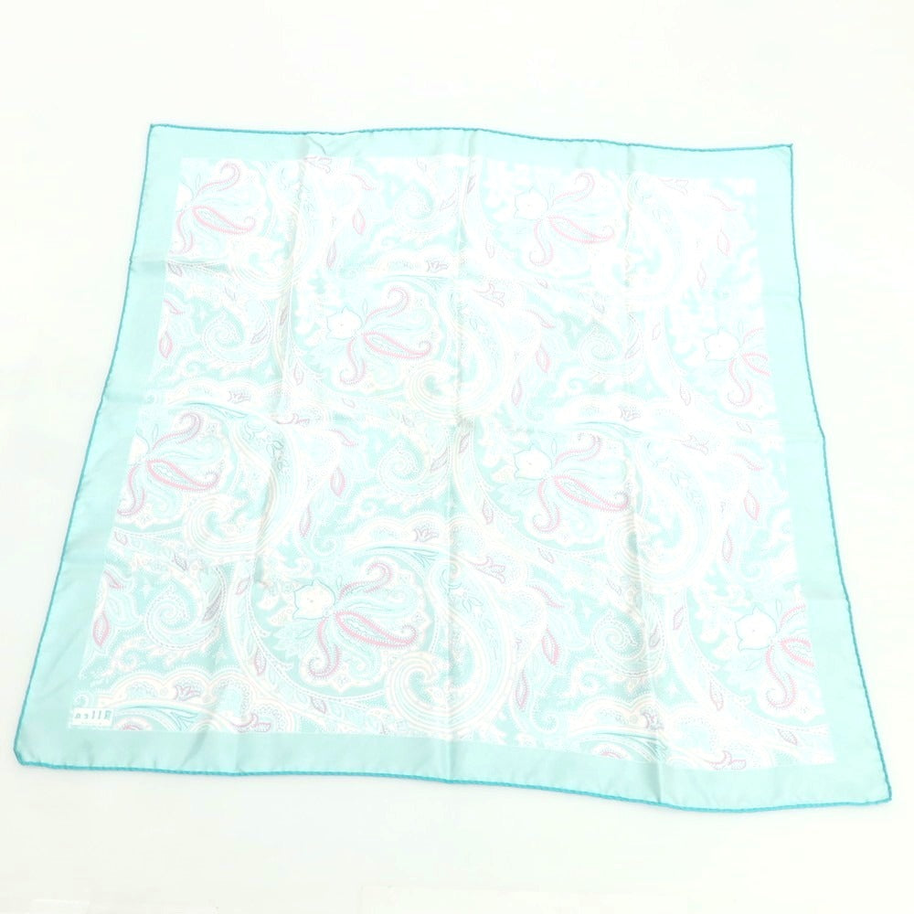 【中古】アルテア Altea シルク ペイズリー柄 スカーフ ブルーグリーンxピンク【 状態ランクC 】【 メンズ 】
