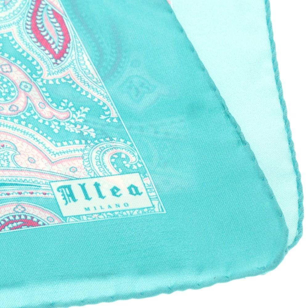 【中古】アルテア Altea シルク ペイズリー柄 スカーフ ブルーグリーンxピンク【 状態ランクC 】【 メンズ 】