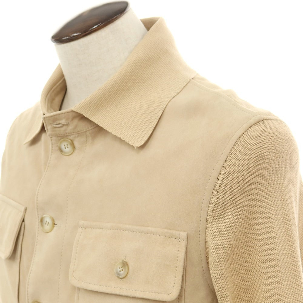 【新品アウトレット】レデッリ L‘EDELLI スエード ニット レザーブルゾン ベージュ【 50 】【 状態ランクN- 】【 メンズ 】
