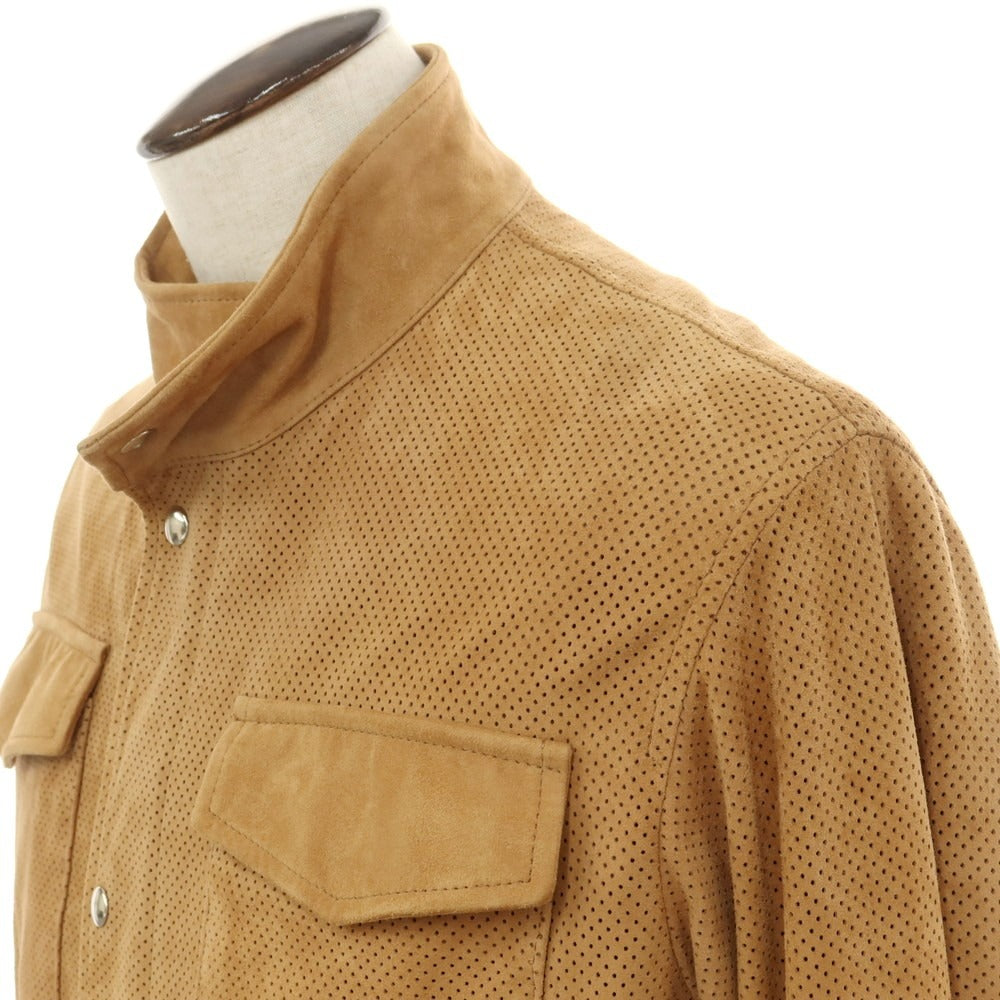 【新品アウトレット】レデッリ L‘EDELLI スエード パンチング レザーブルゾン キャメル【 50 】【 状態ランクN- 】【 メンズ 】