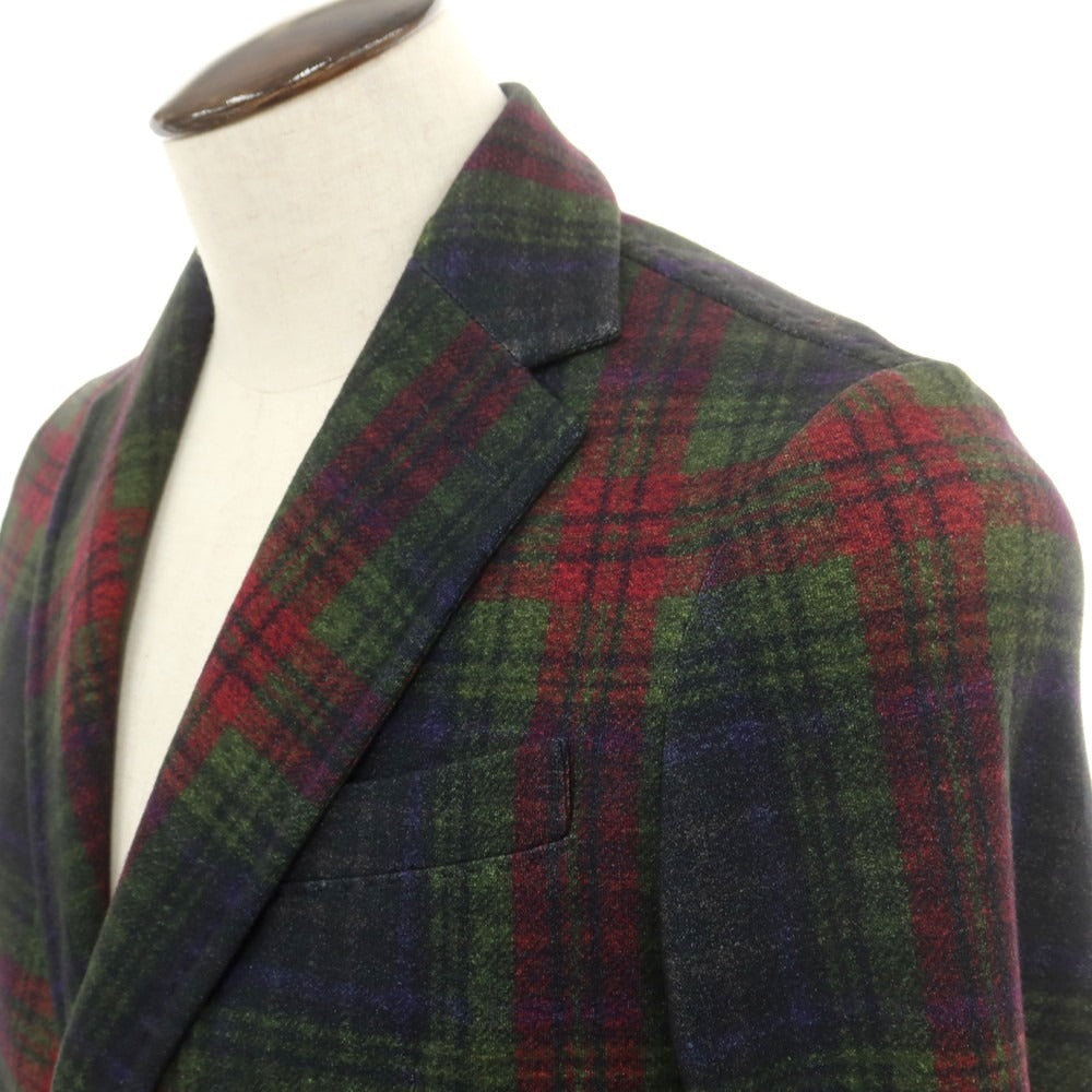 【新品】チルコロ1901 CIRCOLO 1901 チェック コットンジャージー 2B カジュアルジャケット グリーンxレッド【 48 】【 状態ランクN 】【 メンズ 】