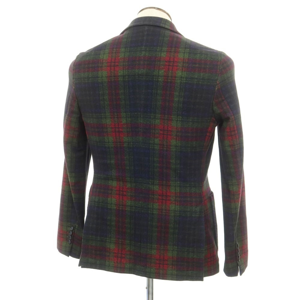 【新品】チルコロ1901 CIRCOLO 1901 チェック コットンジャージー 2B カジュアルジャケット グリーンxレッド【 48 】【 状態ランクN 】【 メンズ 】