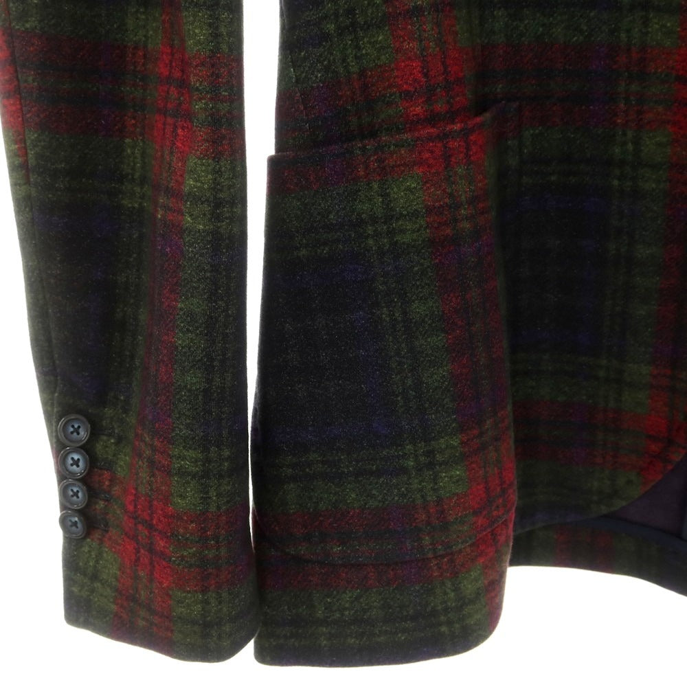 【新品】チルコロ1901 CIRCOLO 1901 チェック コットンジャージー 2B カジュアルジャケット グリーンxレッド【 48 】【 状態ランクN 】【 メンズ 】