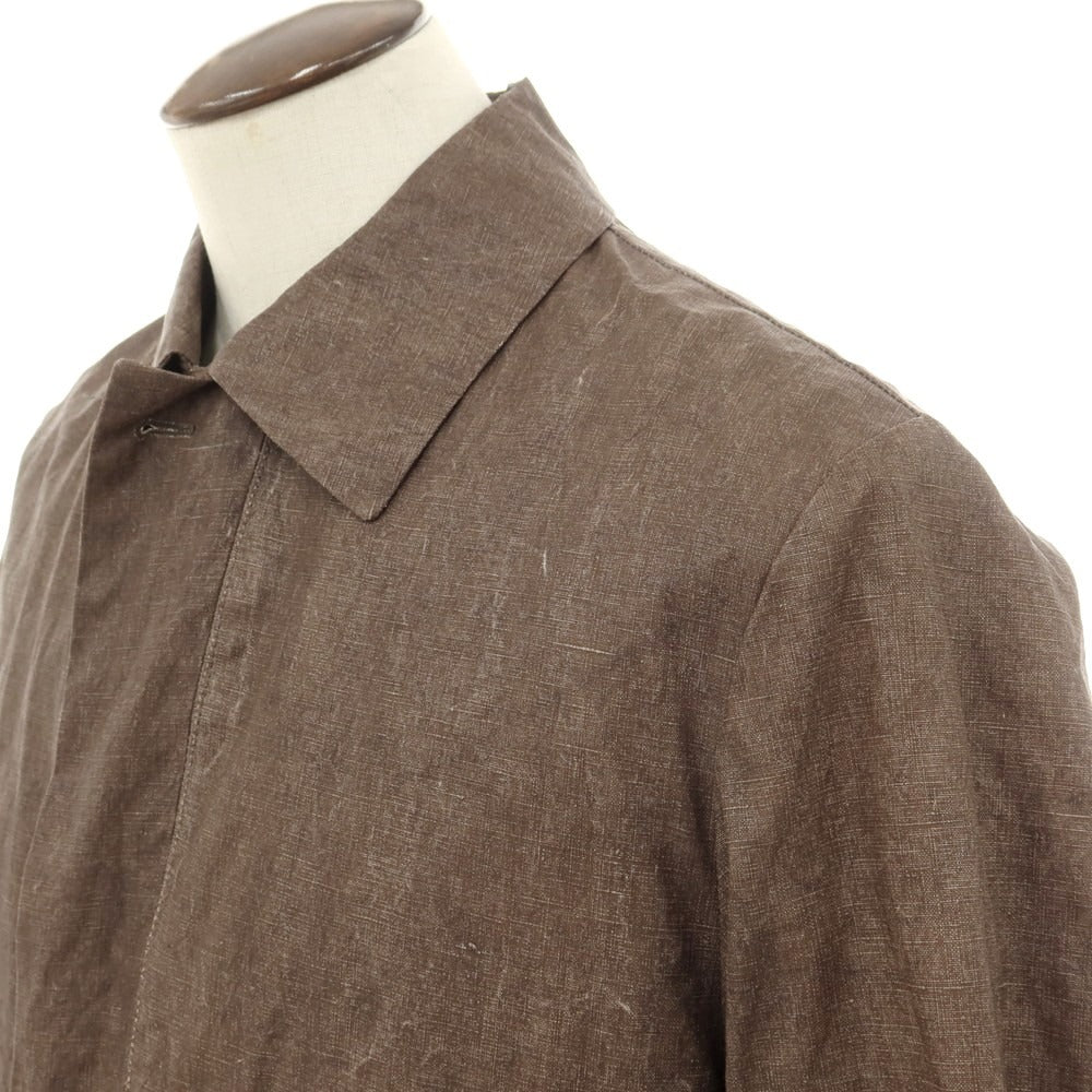 【新品】イーヴォ Hevo リネン ステンカラーコート ブラウン【 48 】【 状態ランクN 】【 メンズ 】