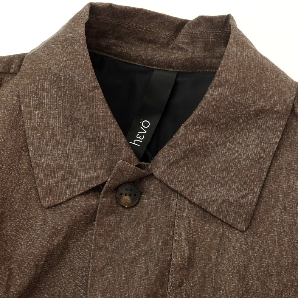 【新品】イーヴォ Hevo リネン ステンカラーコート ブラウン【 48 】【 状態ランクN 】【 メンズ 】