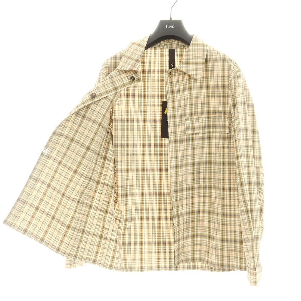 【新品】イーヴォ Hevo ストレッチコットン チェック ワークジャケット ライトベージュxブラウン【 48 】【 状態ランクN 】【 メンズ 】