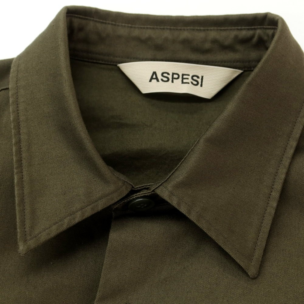 【新品アウトレット】アスペジ ASPESI ストレッチコットン ミリタリーシャツブルゾン オリーブ【 表記なし(XL位) 】【 状態ランクN- 】【 メンズ 】