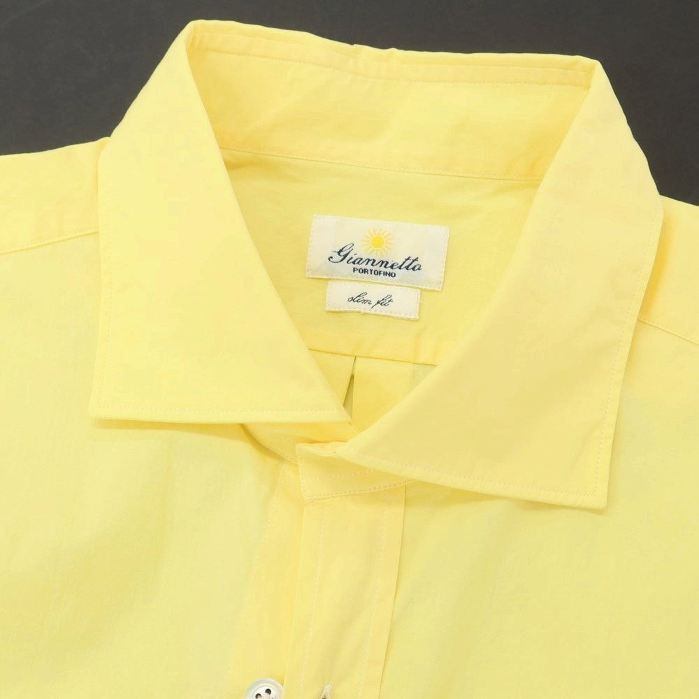 【新品アウトレット】ジャンネット giannetto ストレッチ コットン カジュアルシャツ イエロー【 42 】【 状態ランクN- 】【 メンズ 】