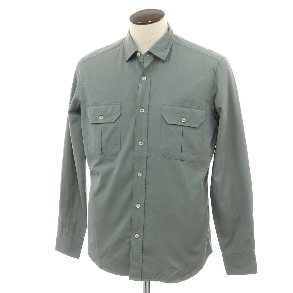 【新品アウトレット】ジャンネット giannetto コットン ワークシャツ スモークグリーン【 41 】【 状態ランクN- 】【 メンズ 】