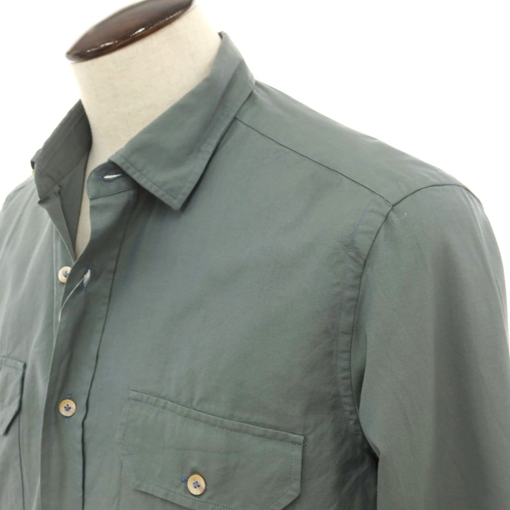 【新品アウトレット】ジャンネット giannetto コットン ワークシャツ スモークグリーン【 41 】【 状態ランクN- 】【 メンズ 】