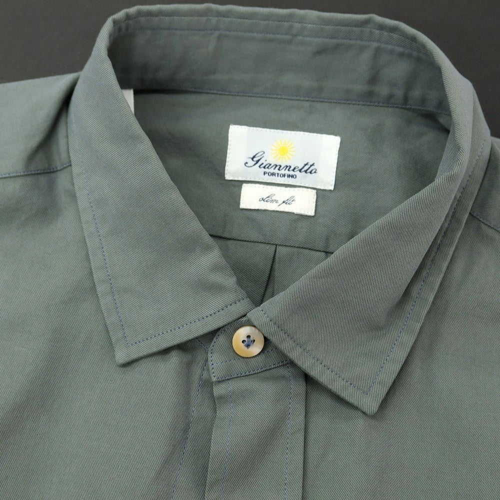 【新品アウトレット】ジャンネット giannetto コットン ワークシャツ スモークグリーン【 41 】【 状態ランクN- 】【 メンズ 】