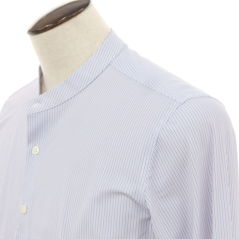 【新品アウトレット】デュノ DUNO ストレッチ ナイロン ストライプ バンドカラー カジュアルシャツ ブルーxホワイト【 表記なし(L位) 】【 状態ランクN- 】【 メンズ 】