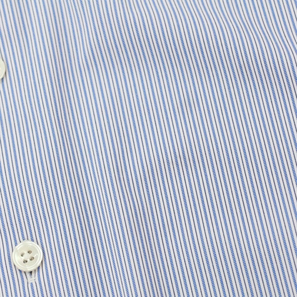【新品アウトレット】デュノ DUNO ストレッチ ナイロン ストライプ バンドカラー カジュアルシャツ ブルーxホワイト【 表記なし(L位) 】【 状態ランクN- 】【 メンズ 】