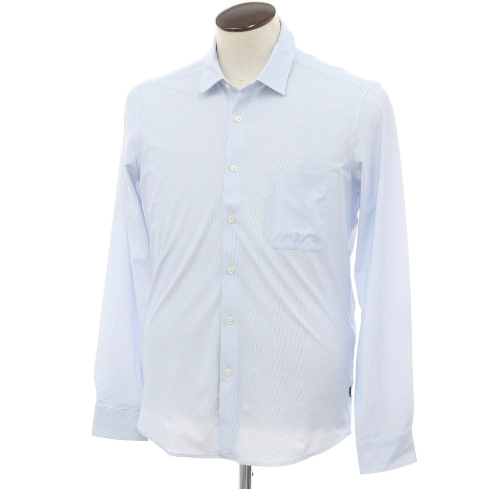 【新品アウトレット】デュノ DUNO ストレッチ ナイロン ストライプ カジュアルシャツ ブルーxホワイト【 表記なし(L位) 】【 状態ランクN- 】【 メンズ 】