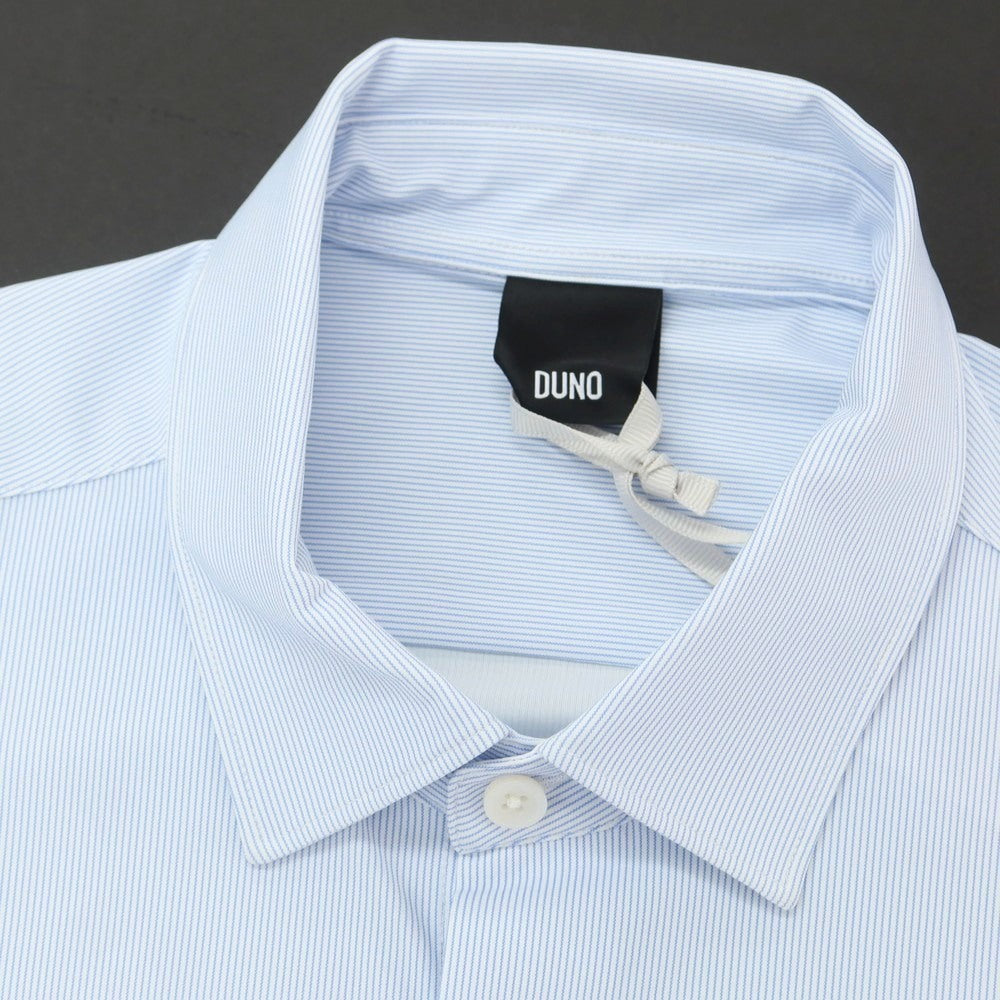 【新品アウトレット】デュノ DUNO ストレッチ ナイロン ストライプ カジュアルシャツ ブルーxホワイト【 表記なし(L位) 】【 状態ランクN- 】【 メンズ 】