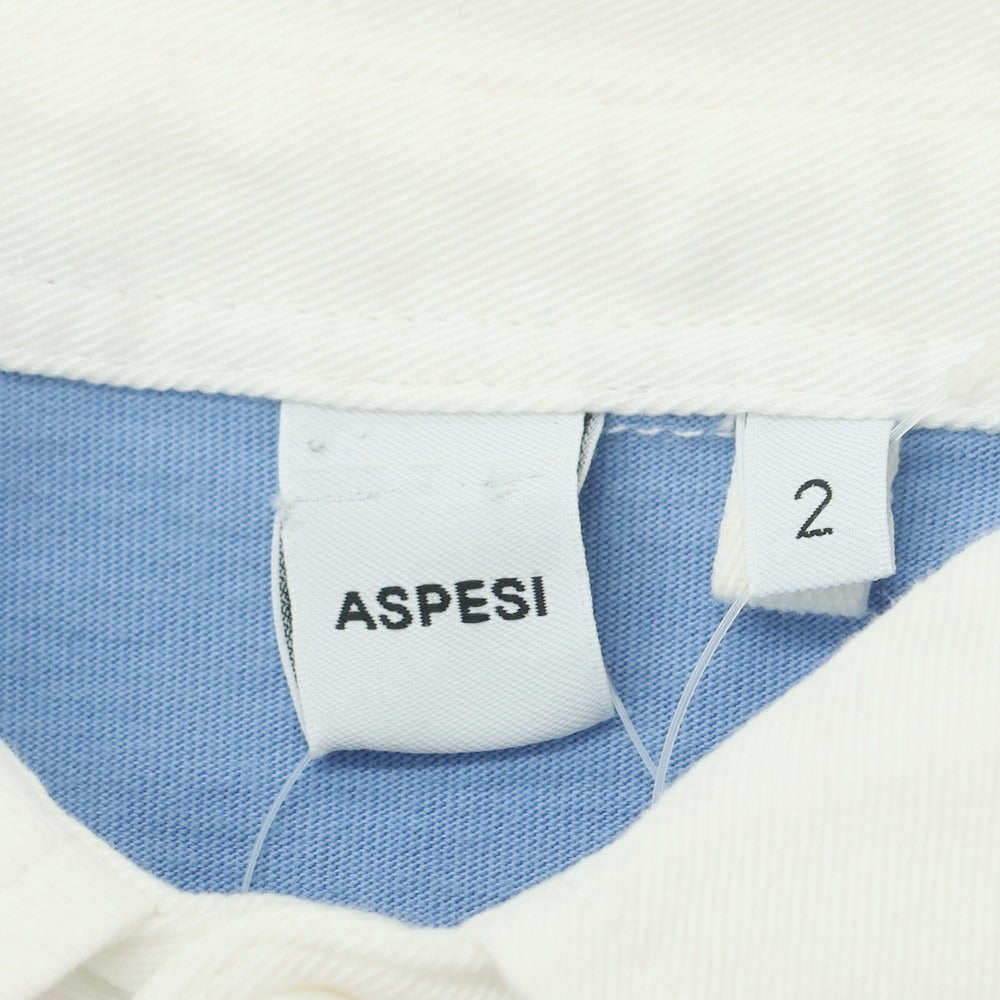 【新品アウトレット】アスペジ ASPESI コットン ボーダー 長袖ポロシャツ ライトブルーxホワイト【 2 】【 状態ランクN- 】【 メンズ 】