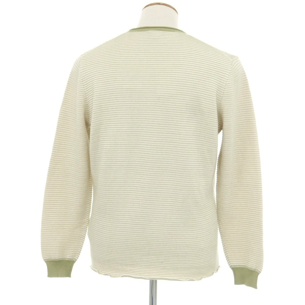 【新品】アスペジ ASPESI コットン クルーネック プルオーバーニット オフホワイトxグリーン【 48 】【 状態ランクN 】【 メンズ 】